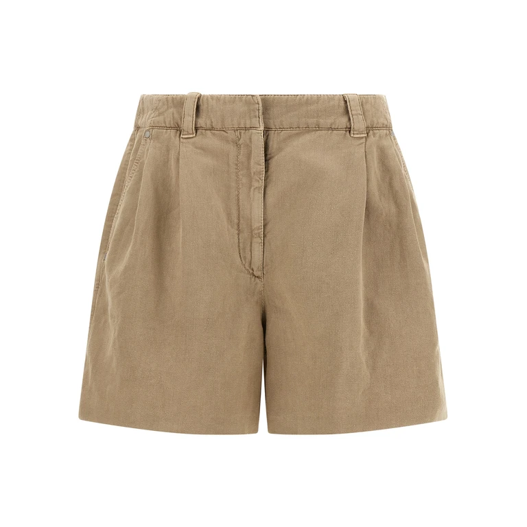 Brunello Cucinelli Beige Cotton Bermuda Shorts - Women
