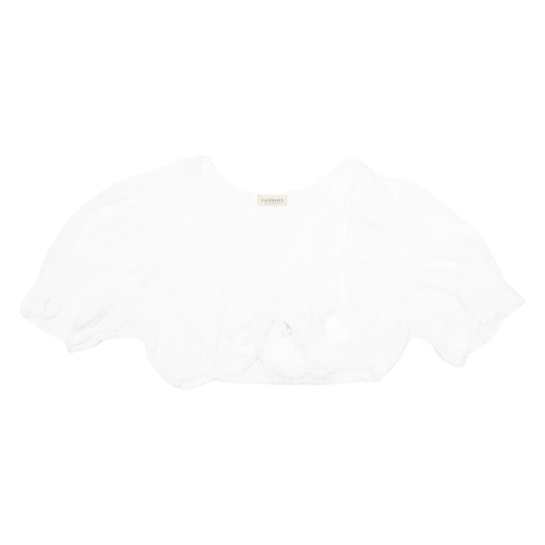 LANDHAUS Womens Milkmaid Top White Puff Sleeve L