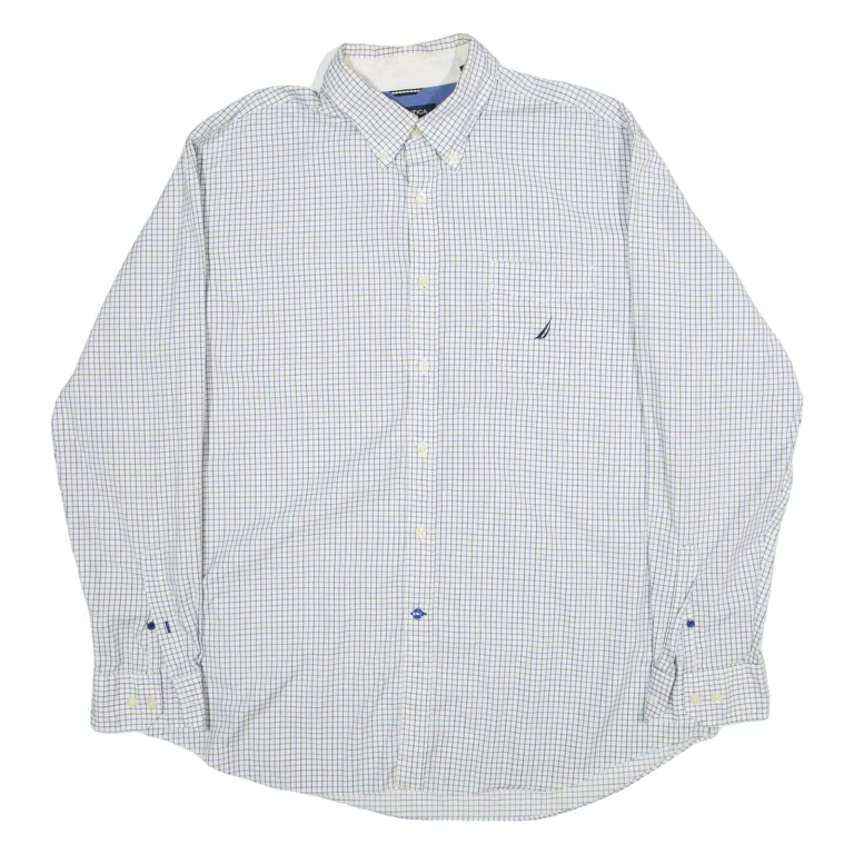 NAUTICA Mens Shirt Blue Gingham Long Sleeve XL