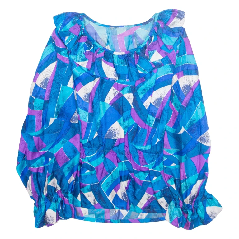 Womens Printed Top Purple Long Sleeve Crazy Pattern M