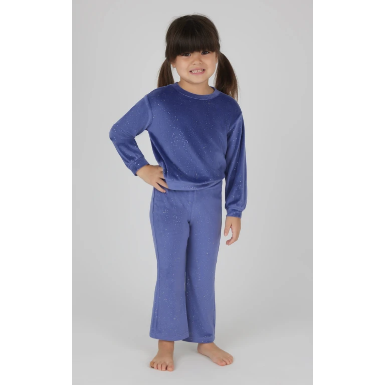 Toddler 2 PC Speckled Velour Crew Neck Top and Flared Leg Pant