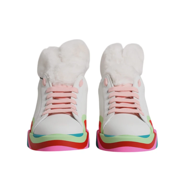 Dolce & Gabbana Multicolor Low Top Trainers Sneakers Shoes Calfskin Leather Polyester - Women