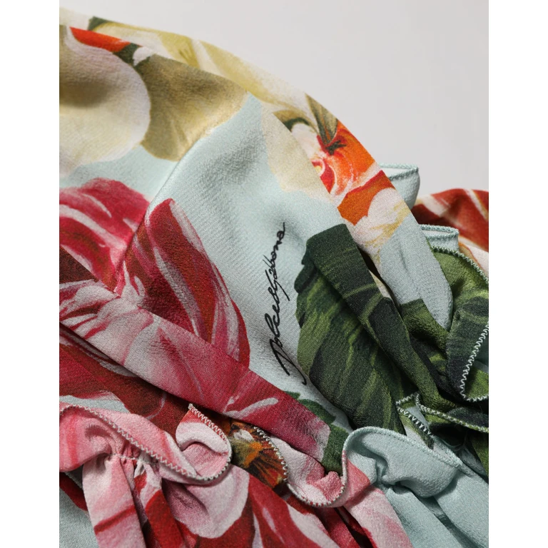 Dolce & Gabbana Multicolor Floral Silk Cropped Shirt Top - Women