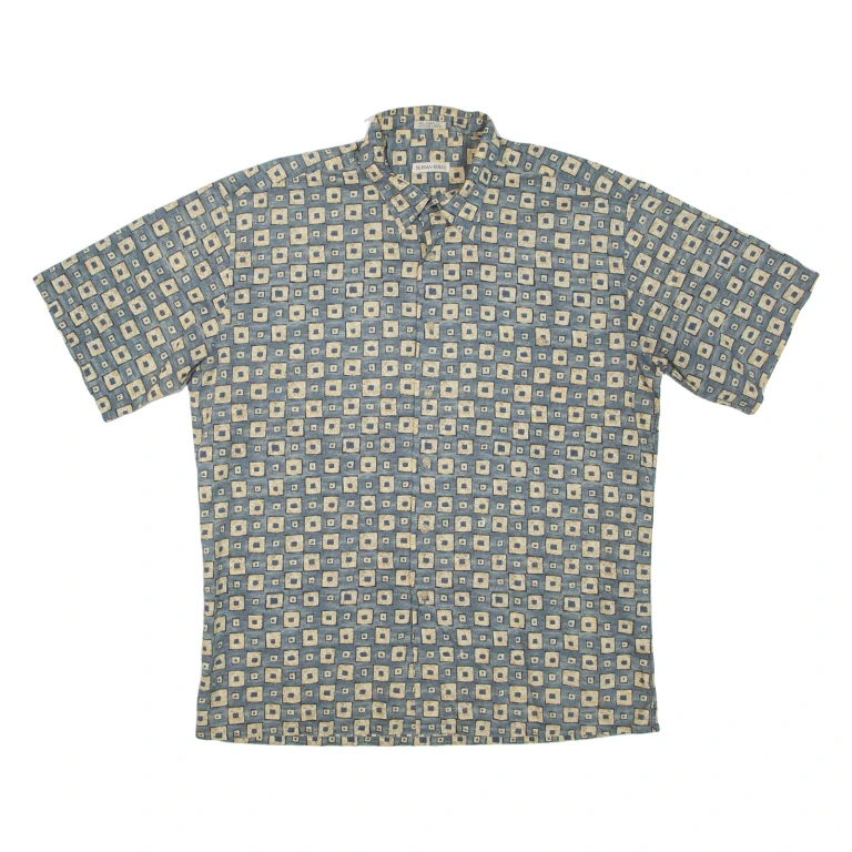 BURMA BIBAS Mens Shirt Grey Geometric L