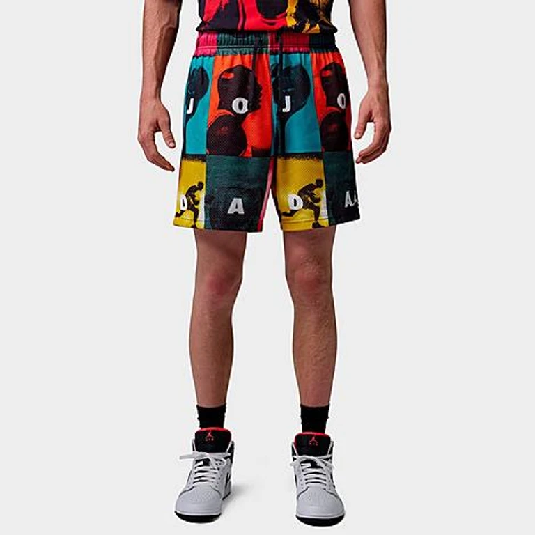 Nike Men's Jordan Brooklyn Collage Graphic Print Mesh Shorts in Multi Size: XS