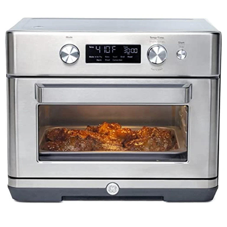 GE Digital Air Fryer Toaster Oven + Accessory Set Convection Toaster with 8 Cook Modes Large Capacity Oven - Fits 12" Pizza Countertop Kitchen Essentials Stainless Steel