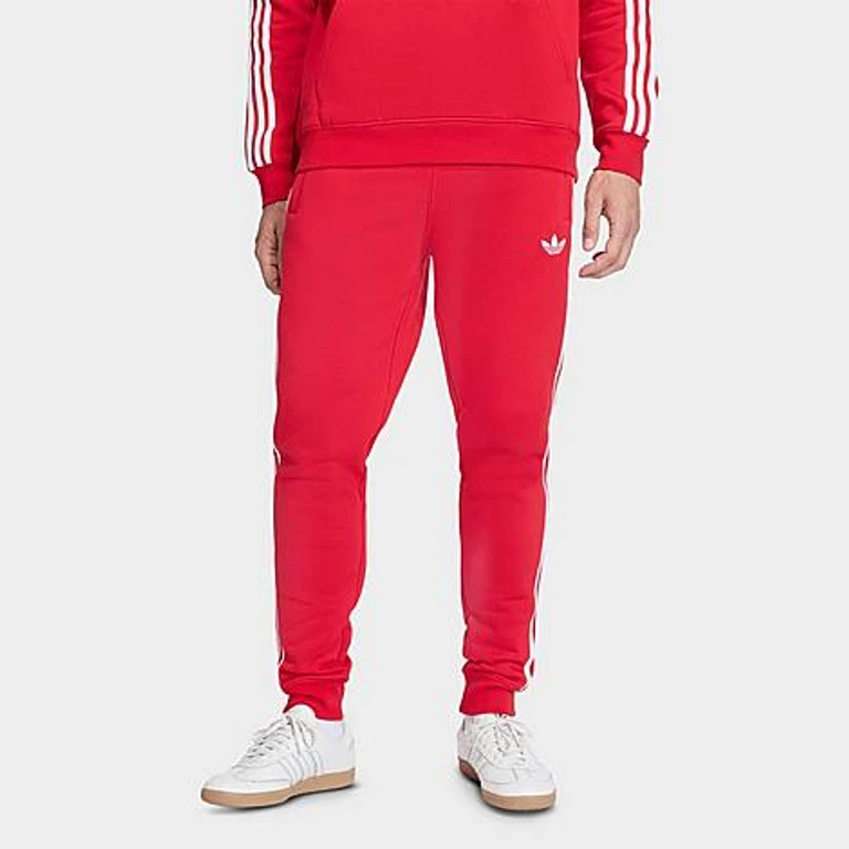 adidas Men's Originals adicolor 3-Stripes Fleece Jogger Pants in Better Scarlet Size: XS
