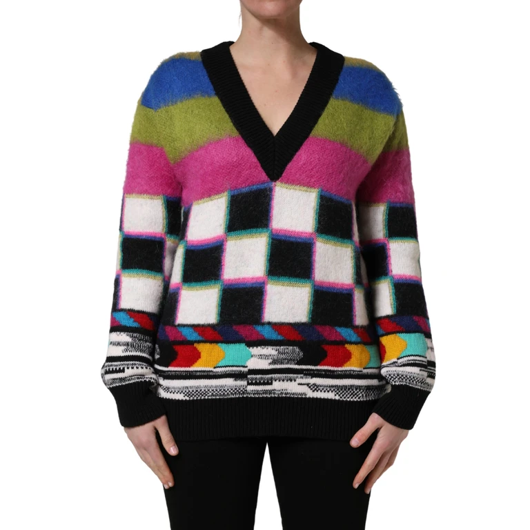 Dolce & Gabbana Multicolor Stripes V-Neck Pullover Sweater Clothing - Women
