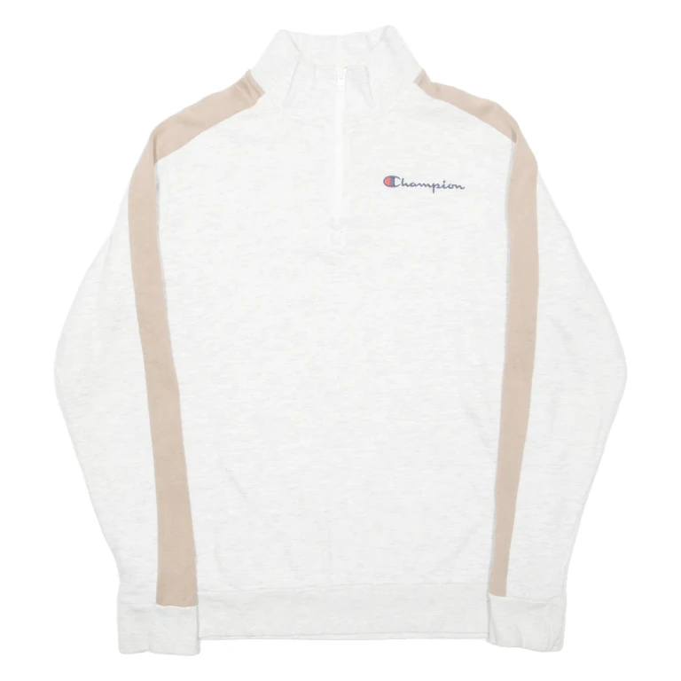 CHAMPION Mens Sweatshirt Grey 1/4 Zip S
