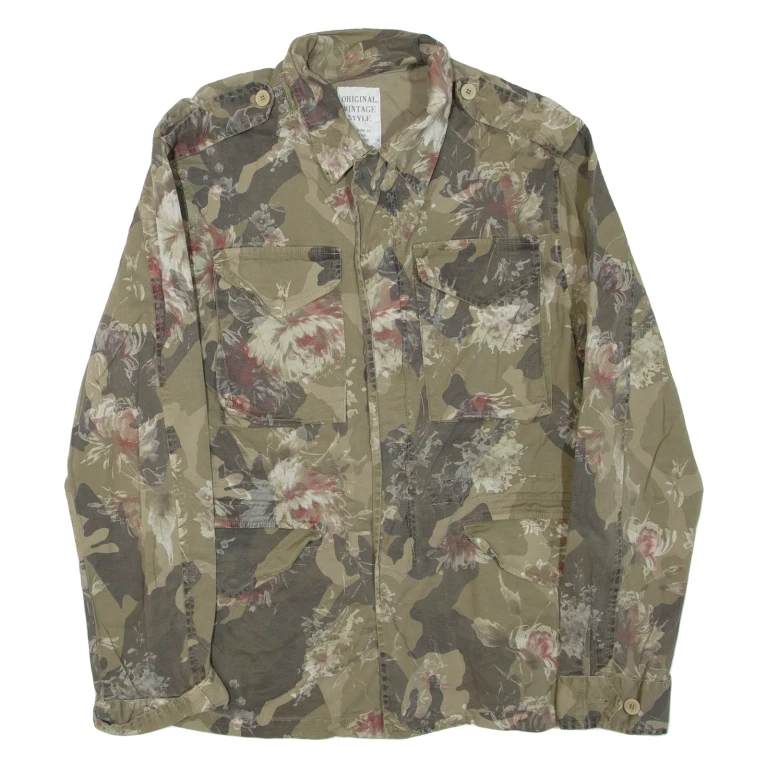 Mens Military Jacket Green Camouflage L