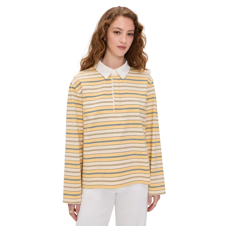 Joe's Jeans The Dylan Oversized Rugby Shirt Panna Cotta Multi L
