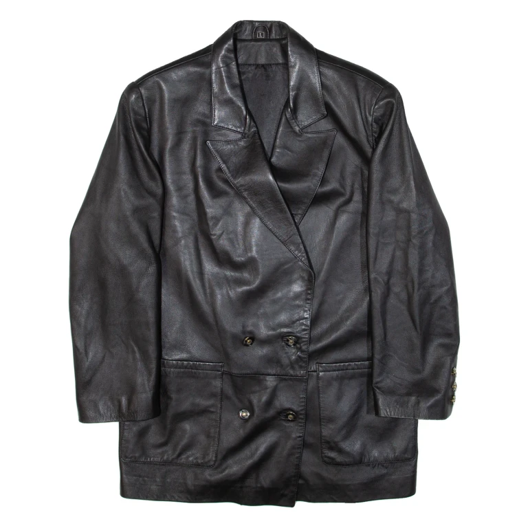 Womens Blazer Jacket Black Leather L
