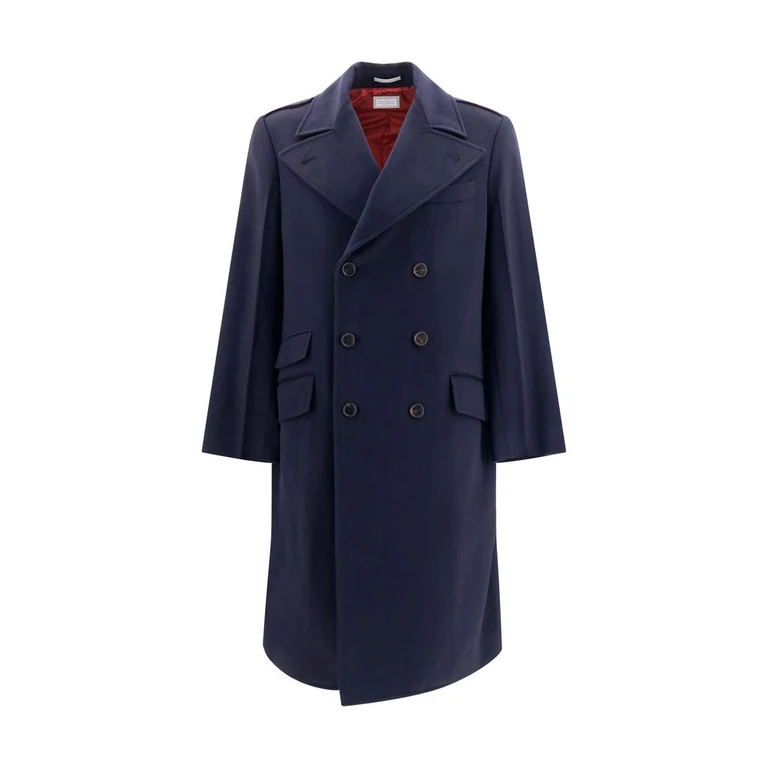 Brunello Cucinelli Blue Wool Oves Aries Coat Clothing - Men