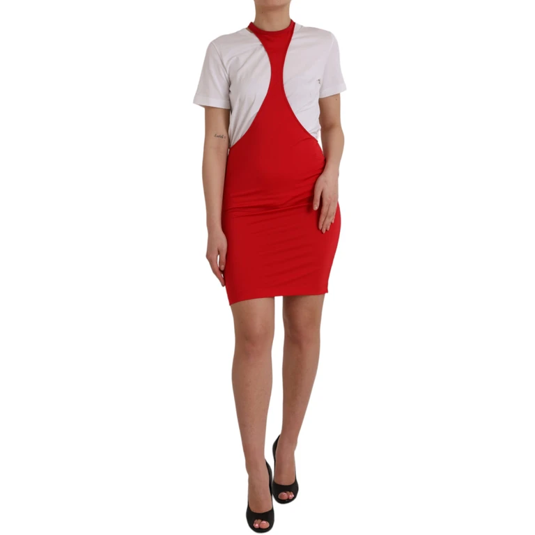 Dolce & Gabbana Red Nylon Stretch Bodycon Sheath Mini Dress Elastane - Women