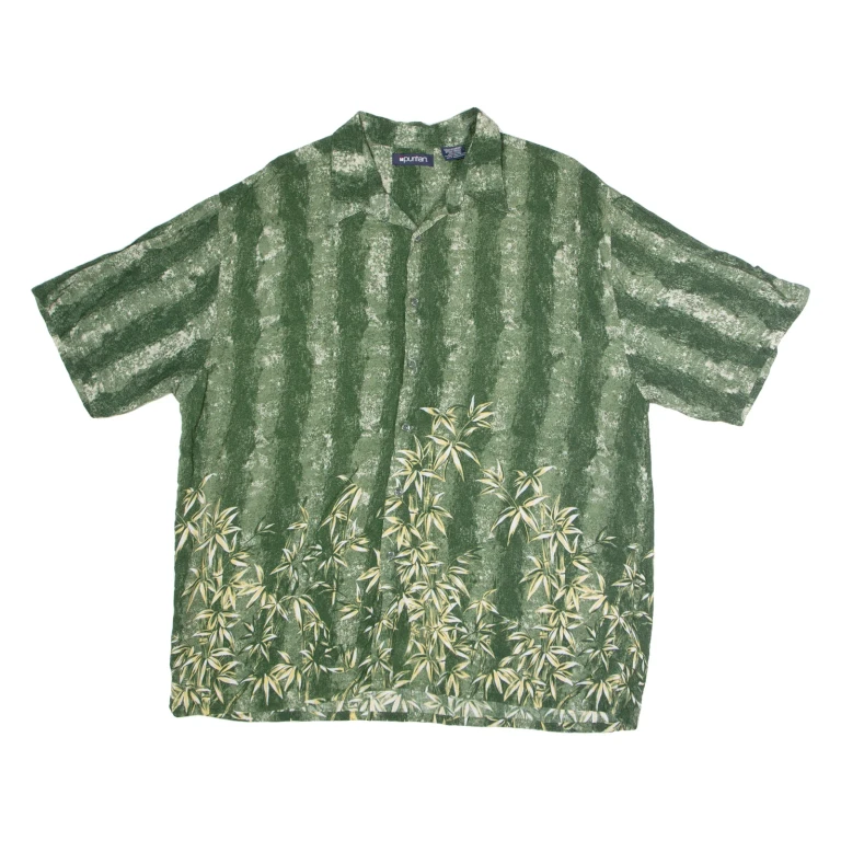 PURITAN Mens Hawaiian Shirt Green Floral XL