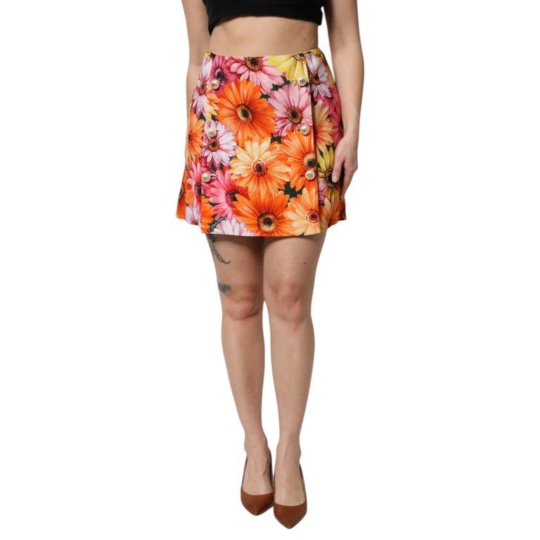 Dolce & Gabbana Multicolor Floral High Waist Mini Skirt Viscose Elastane - Women