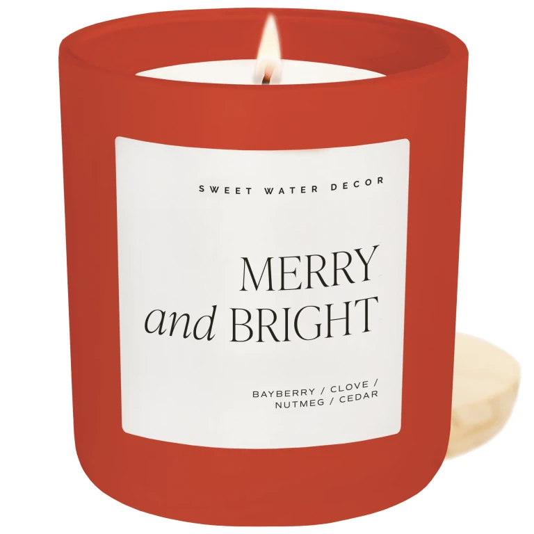 Merry and Bright Soy Candle - Red Matte Jar - 15 oz
