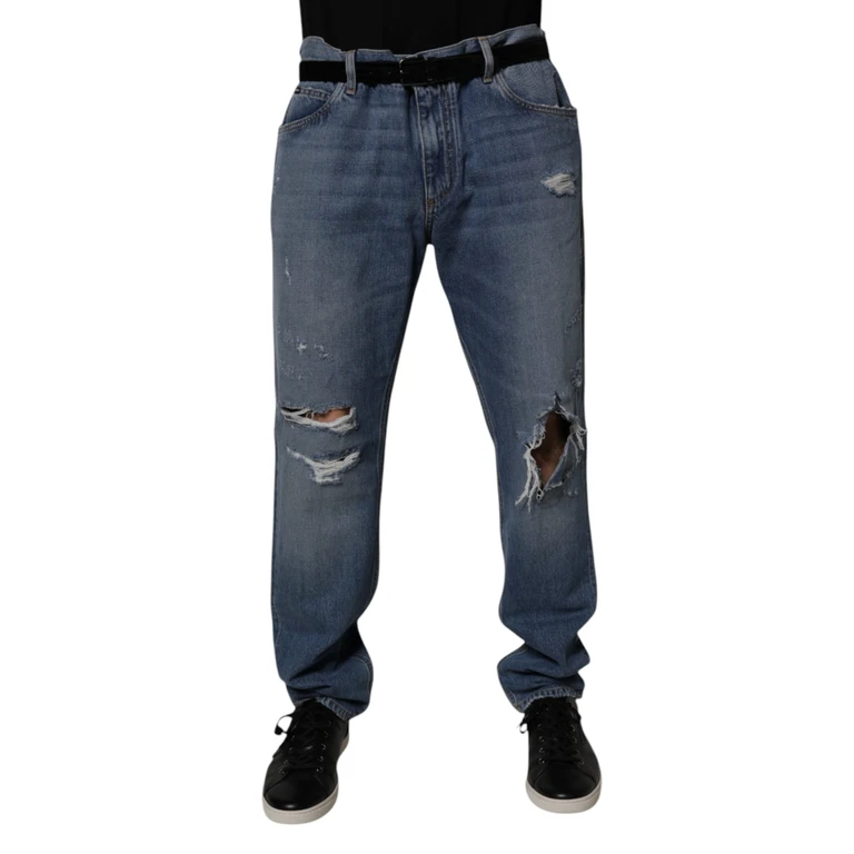 Dolce & Gabbana Dark Green Cotton Loose Men Denim Jeans Elastane Clothing - Men