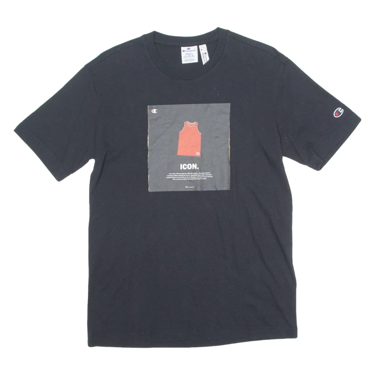 CHAMPION Basketball Mens T-Shirt Black Crew Neck S