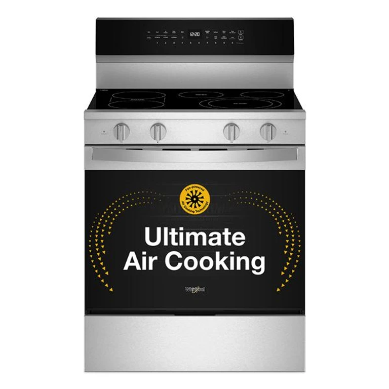 30 in. Electric Smart Range with Air Cooking Technology, No Preheat Air Fry, High Speed Preheat Oven, WipeClean Coating, and Steam/Self Clean in Stainless Steel 5.3 cu. ft. WFES7530RZ