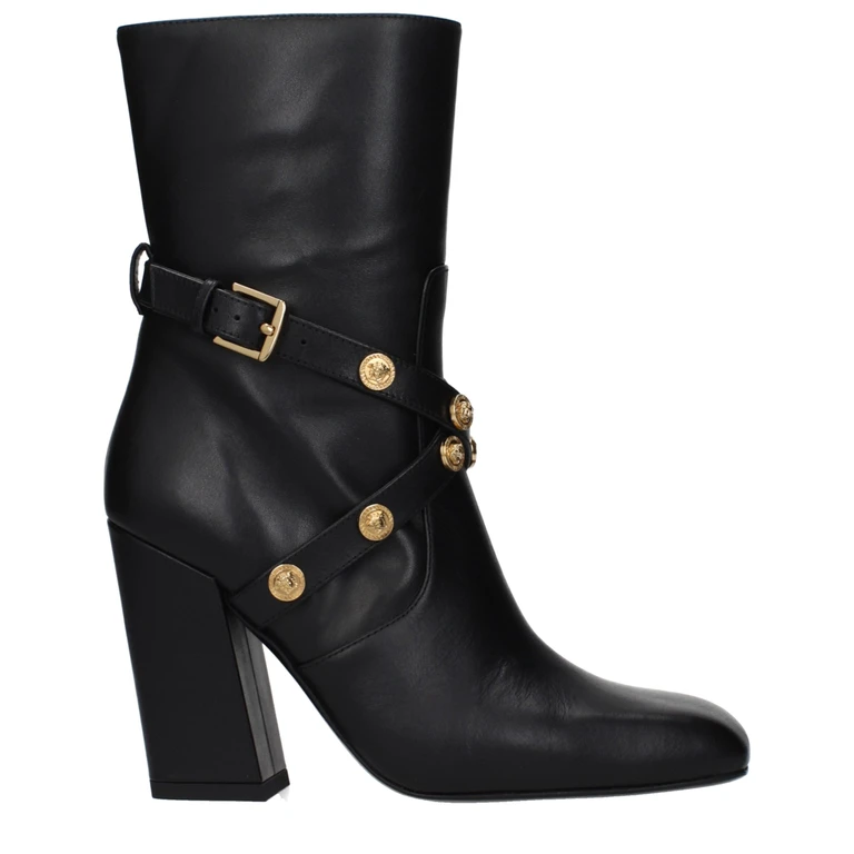 Versace Black Leather Ankle Boots - Women