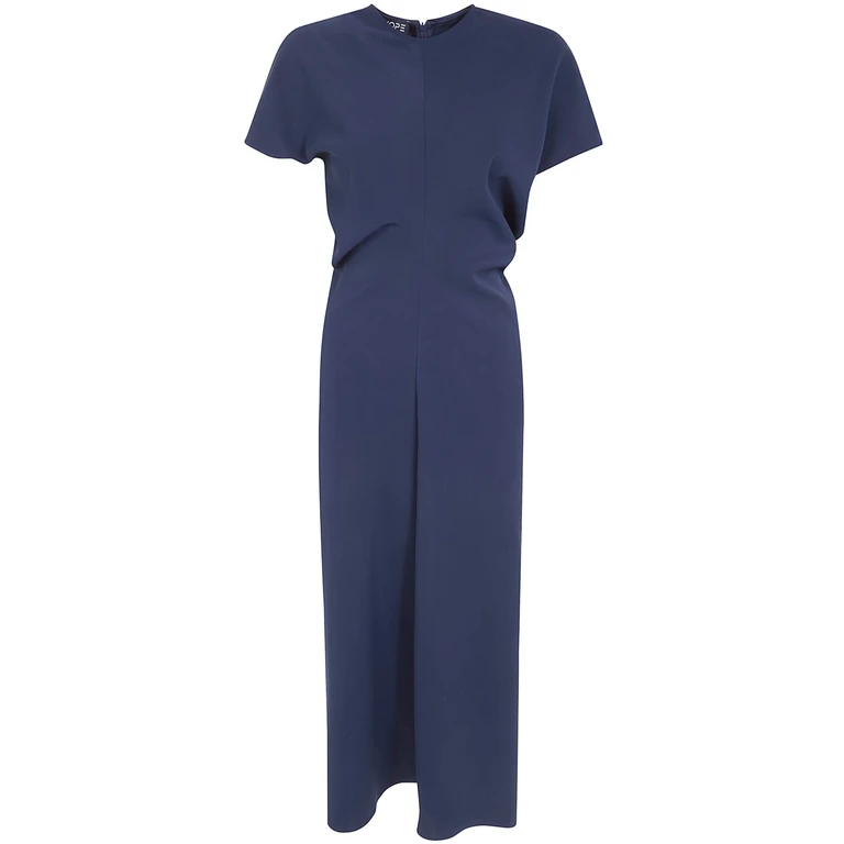 DRHOPE Bias Cut Crew Neck Dress