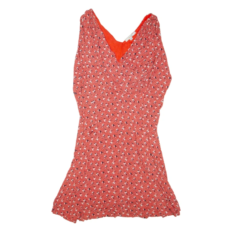 BODEN Womens Day Dress Red Viscose Floral Long Sleeve Midi UK 14