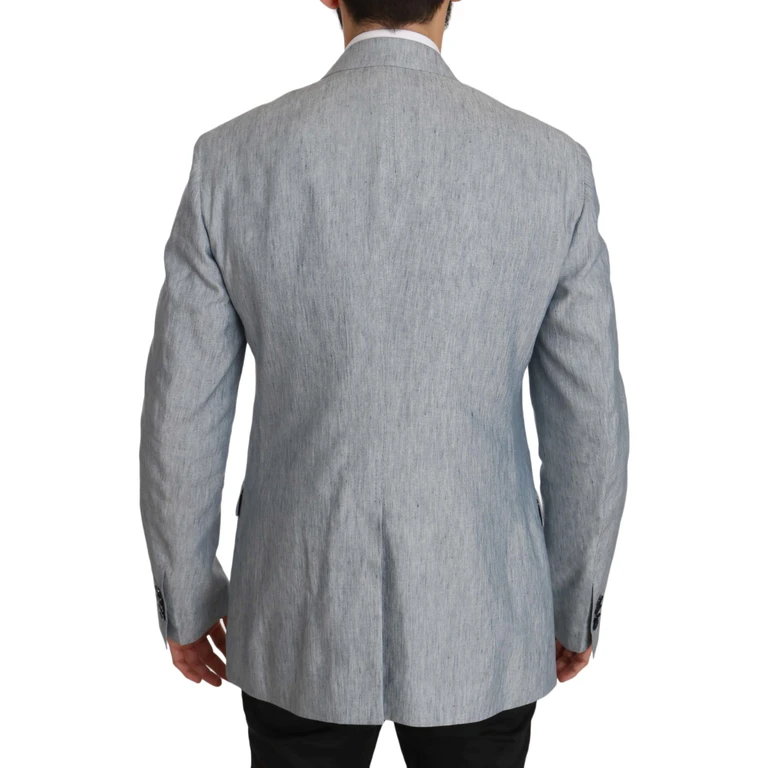 Dolce & Gabbana Blue Flax Napoli Jacket Coat Blazer Light Silk Clothing - Men