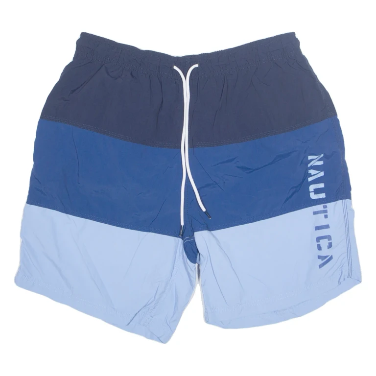 NAUTICA Mesh Lined Mens Swimming Shorts Blue Relaxed Colourblock L W32