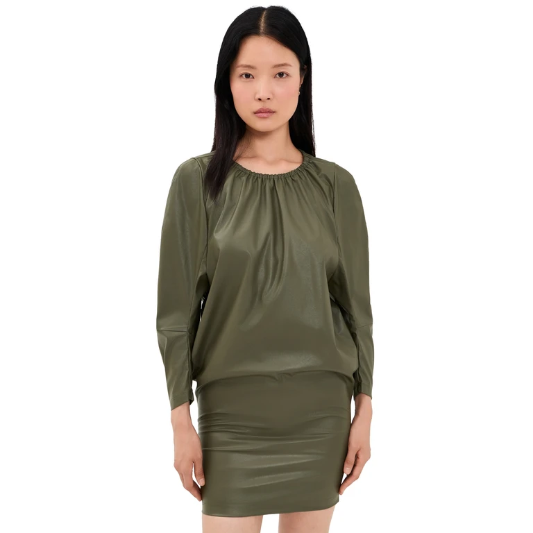 Faux Leather Mini Dress Khaki 38