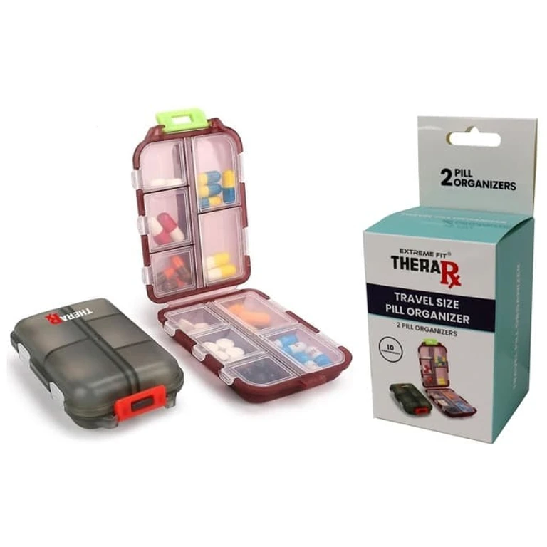 Portable Pill Case Weekly Travel Pill Organizer Pocket Size Pill Box Dispenser for Purse Vitamins Fish Oil Compartments Container Medicine Box