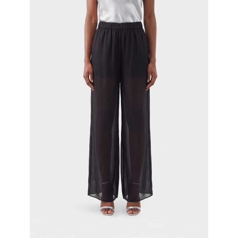 High-Waisted Wide-Leg Palazzo Trousers in Crêpe (T190425ATNS038BLACX)