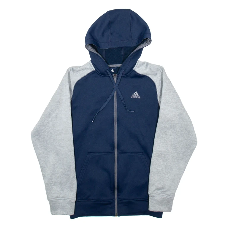 ADIDAS Mens Blue Hoodie Full Zip S