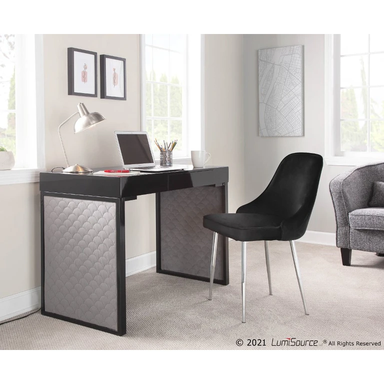 Drift Black Upholstered Desk