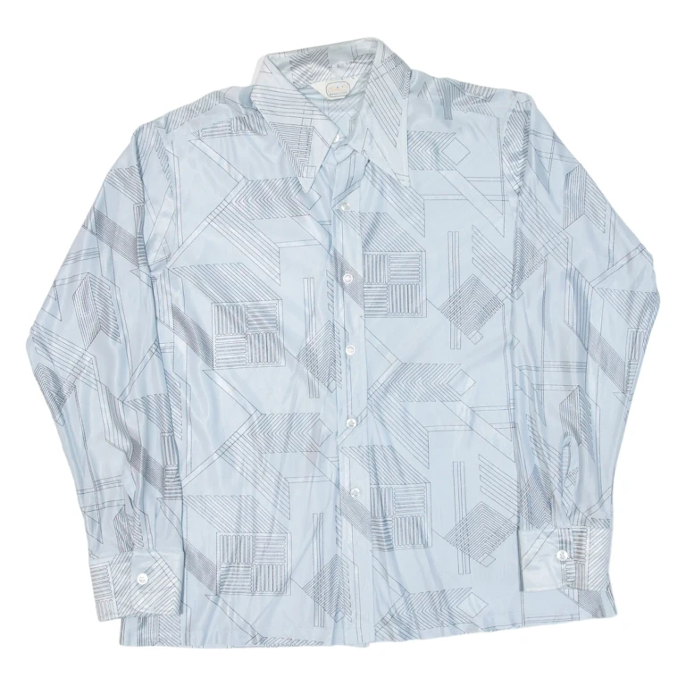BEELINE FASHION Mens Shirt Blue Crazy Pattern Long Sleeve L
