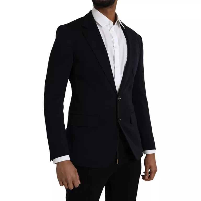 Dolce & Gabbana Blue Wool Notch Single Breasted Coat Blazer Clothing - Men