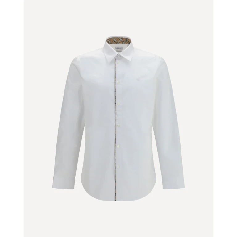 BURBERRY Cotton Shirt with Check trims Male L