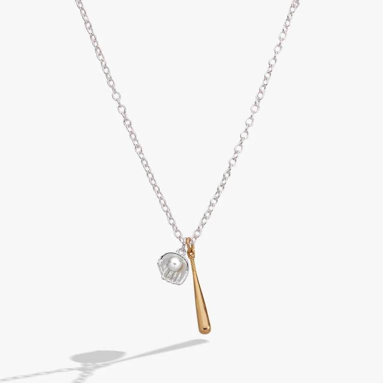 Baseball Duo Charm Pendant Necklace