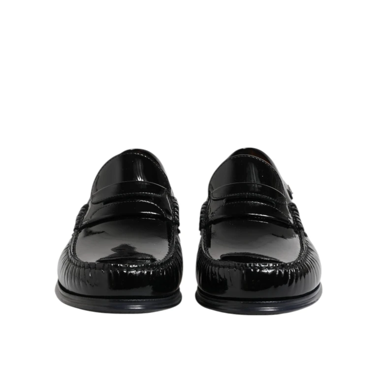 Dolce & Gabbana Black Leather Slip On Loafers Dress Shoes - Men