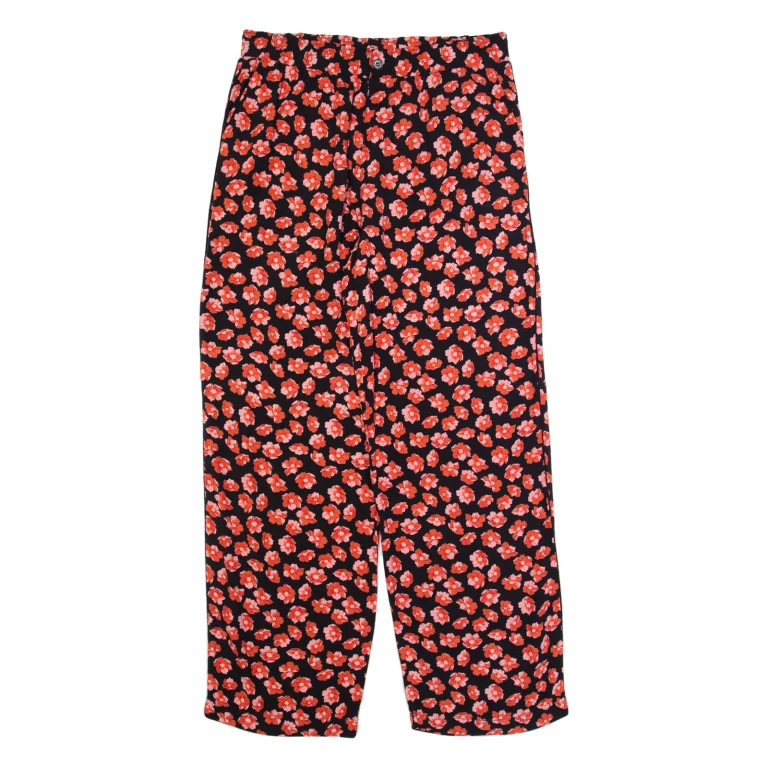 GANNI Floral Womens Trousers Black Relaxed Straight W30 L28