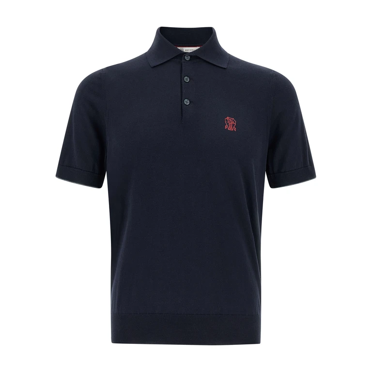 Blue Cotton Polo Shirt - Men