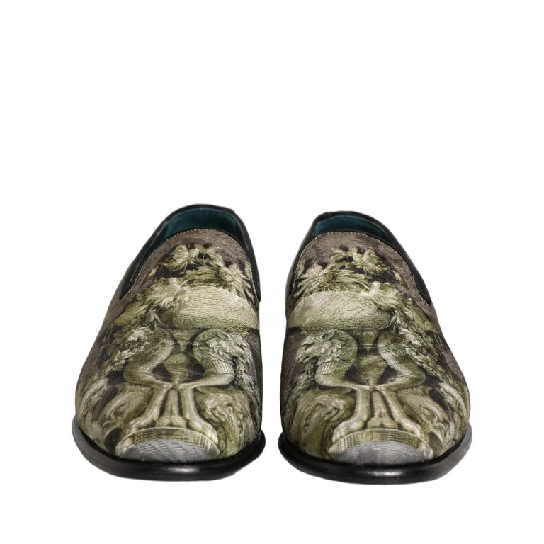 Dolce & Gabbana Brown Baroque Print Slip On Loafers Shoes Leather - Men