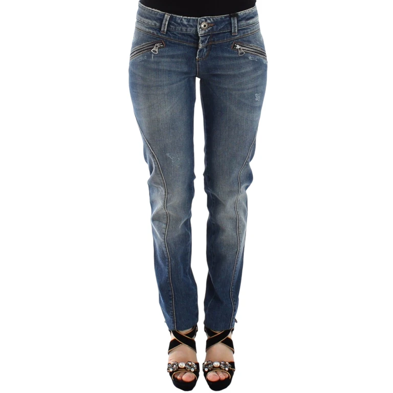 Ermanno Scervino Blue Slim Jeans Denim Pants Straight Stretch Cotton - Women