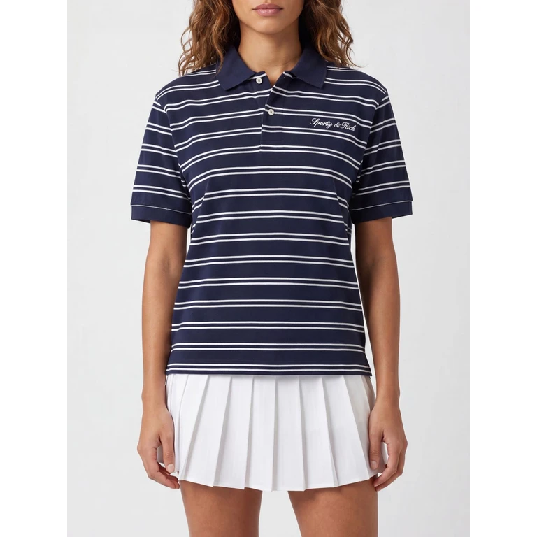 Striped Cotton Polo with Embroidered Contrast Logo (TO085710326BL107 098DARKNAVYWHITE3907)