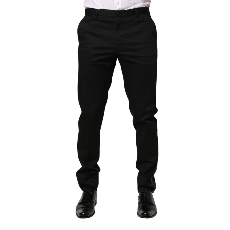 Dolce & Gabbana Black Cotton Skinny Men Dress Trouser Pants Elastane - Men