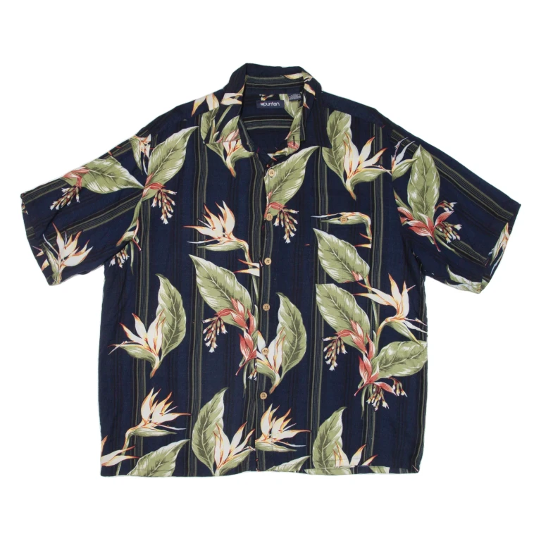 PURITAN Mens Hawaiian Shirt Blue Floral L
