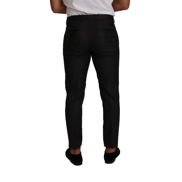 Dolce & Gabbana Gray Check Wool Formal Trouser Dress Pants Virgin - Men