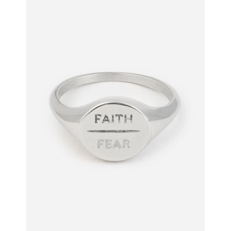 Silver Faith Over Fear Ring