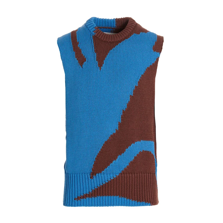 Multicolor Cotton Sleeveles Sweater Clothing - Men