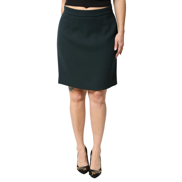 Dolce & Gabbana Dark Green Mid Waist Pencil Cut Mini Skirt 01+wv - Women